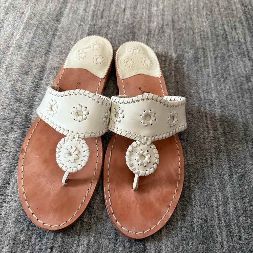 Jack Rogers Elegant White Leather Sandals - size 11.5